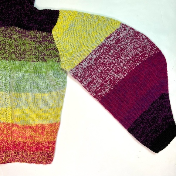 RARE 100% Cashmere Spencer Vladimir Multi-Color Hand-knit Turtleneck Sweater M/L - Picture 6 of 16